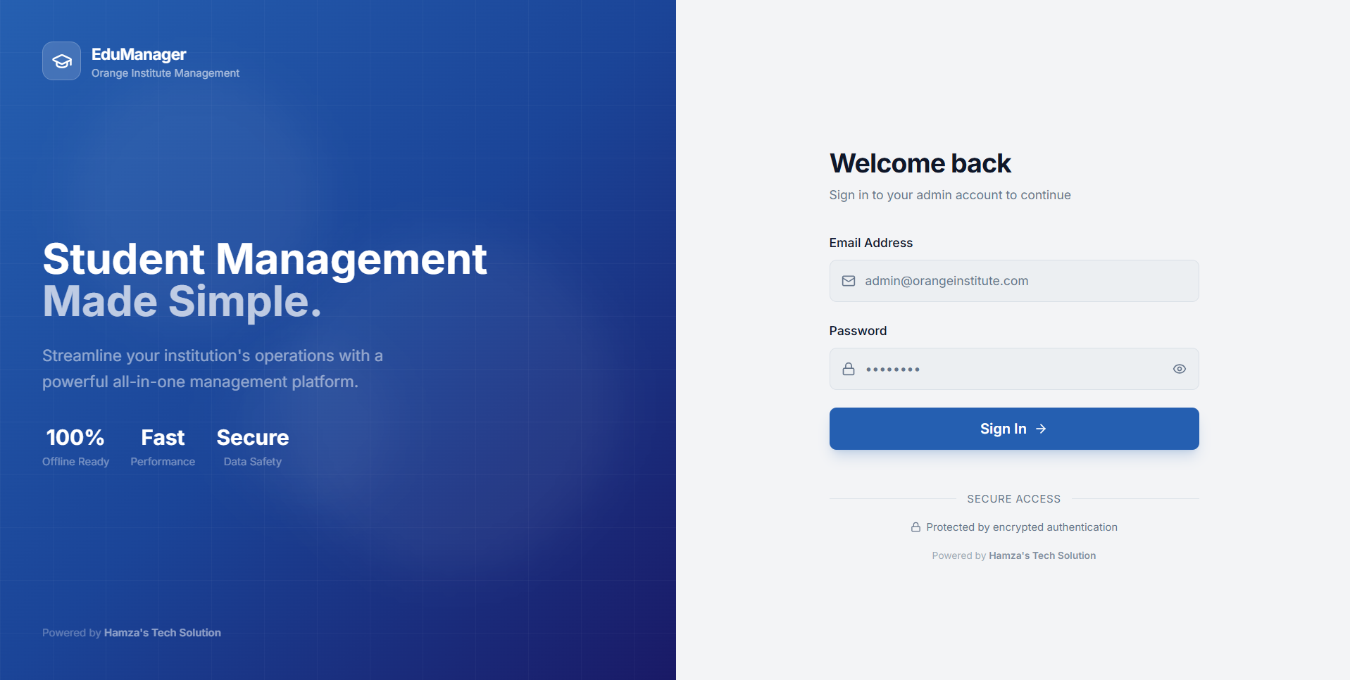 EduManager sign-in — Student Management Made Simple